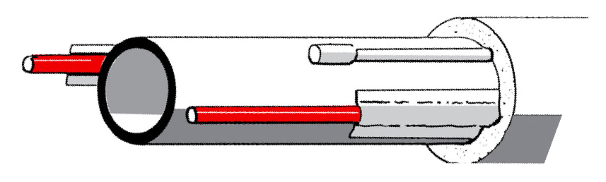 Монтаж греющего кабеля вдоль трубы с двух сторон