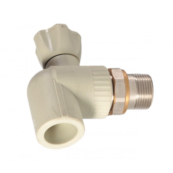 Кран радіаторний кутовий з американкою d 25 x 3/4"