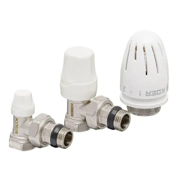 Комплект кранов угловых радиаторных с термоголовкой KOER SET-11 1/2"x1/2"