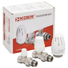 Комплект кранов радиаторных прямых с термоголовкой KOER SET-12 1/2"x1/2"