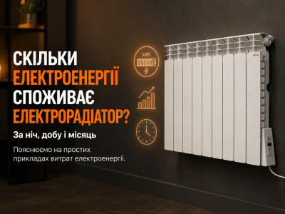 Скільки електроенергії споживає електрорадіатор за ніч, добу і місяць