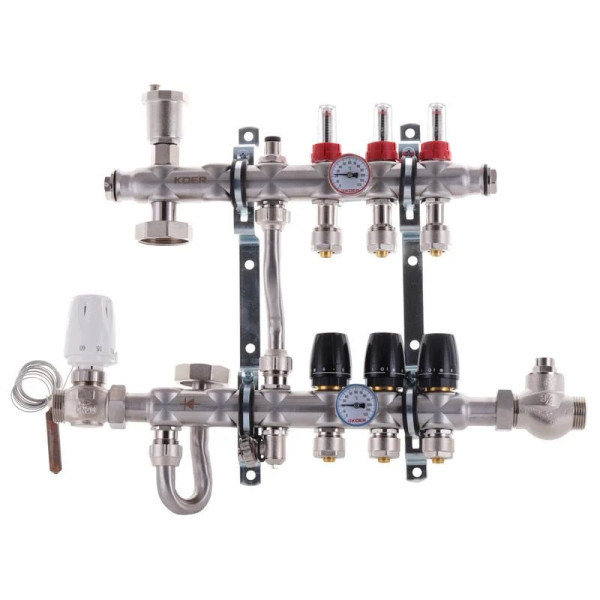 Колектор 3 контури Koer з вбудованим змішувальним вузлом