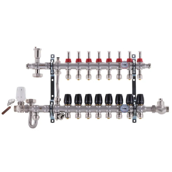 Колектор 8 контурів Koer з вбудованим змішувальним вузлом