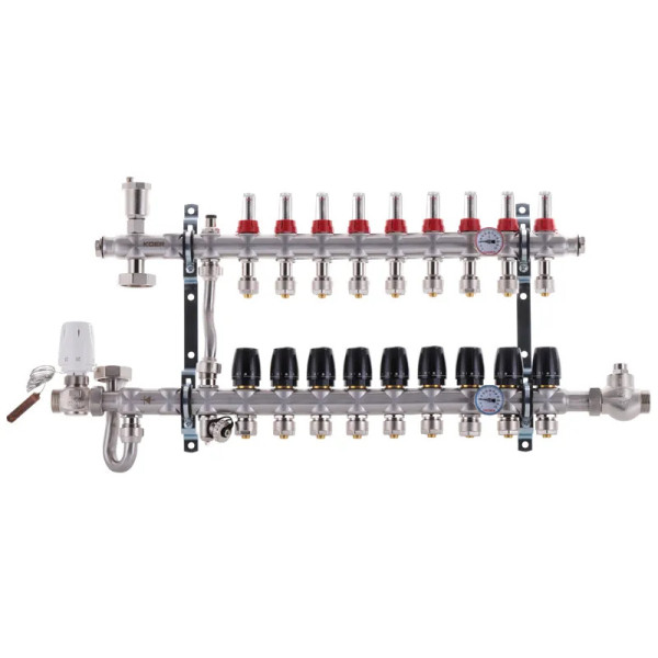 Колектор 9 контурів Koer з вбудованим змішувальним вузлом