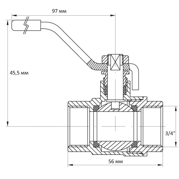 Кран кульовий латунний 3/4" ГГВ KOER KR0042