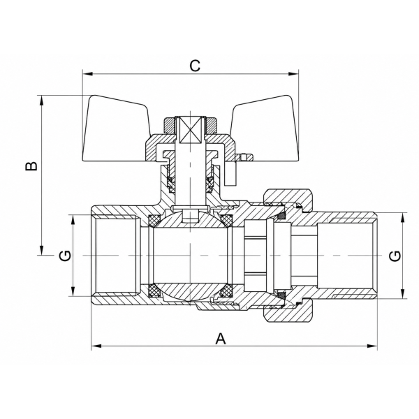 Кран кульовий з американкою 3/4" KOER KR0017