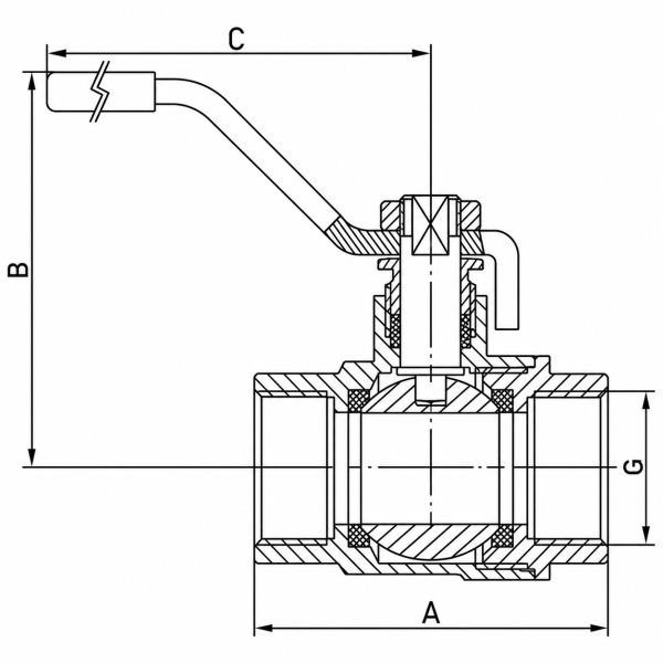 Кран кульовий латунний 1/2" ГГ KOER KR0030