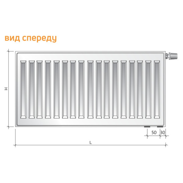 Панельний радіатор Purmo Ventil Compact 300x1100 мм, тип 22