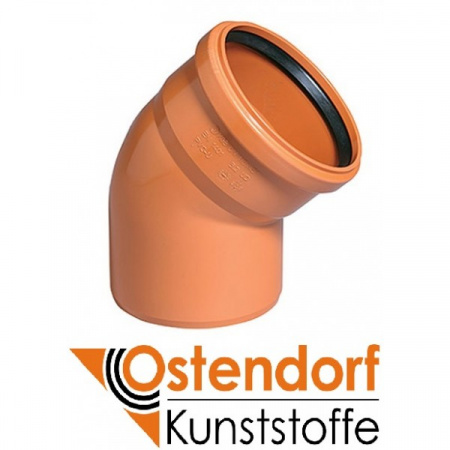 Отвод Ostendorf 110 мм 67° ПВХ для наружной канализации