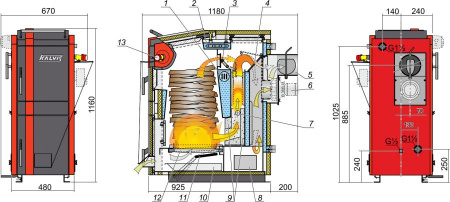 Твердотопливный котел Kalvis 12 кВт (механика)